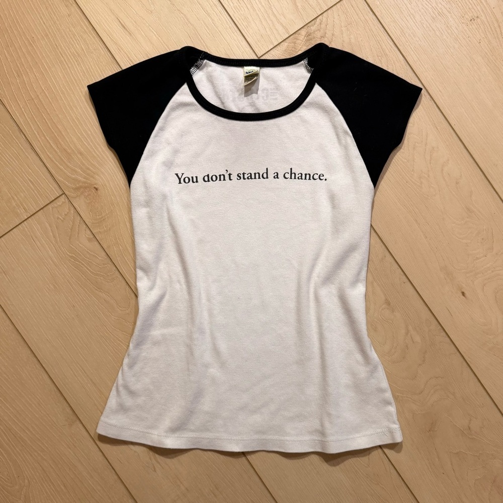 you don’t stand a chance graphic text raglan baby tee black and white large